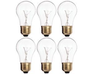 kor (pack of 6) 25a15/cl - 25-watt a15 incandescent appliance bulb - clear finish - medium (e26) - standard us size household base 25w