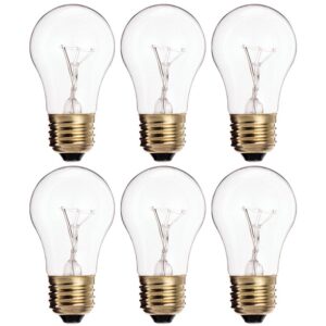 KOR (Pack of 6) 25A15/CL - 25-Watt A15 Incandescent Appliance Bulb - Clear Finish - Medium (E26) - Standard US Size Household Base 25W