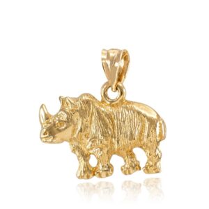 fine 10k yellow gold rhino rhinoceros pendant