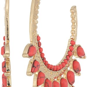 Danielle Nicole Golden Burst Coral Hoop Earrings