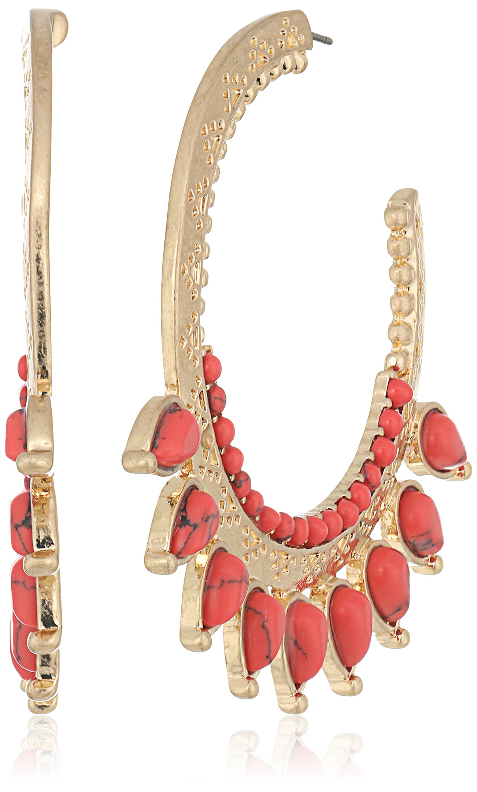 Danielle Nicole Golden Burst Coral Hoop Earrings