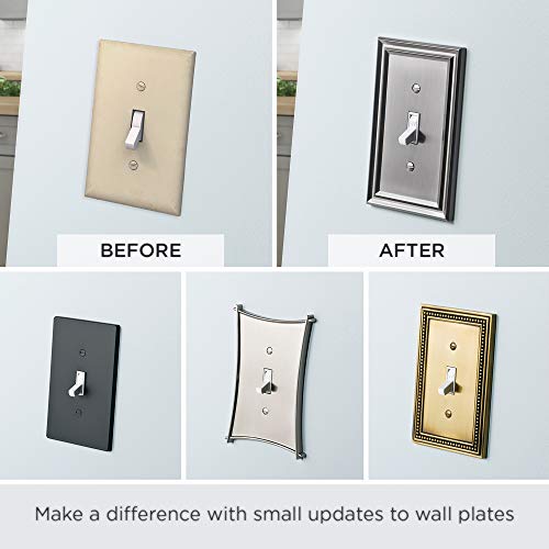 Franklin Brass Classic Architecture (1-Pack) Decorative Light Switch Cover Brushed Nickel 1-Gang Decorator/Rocker Wall Plate Single Switch Plate Cover Electrical Outlet Covers W35219-SN-C