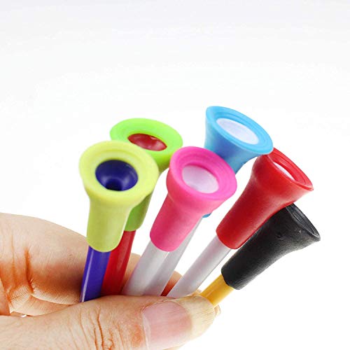 Rubber Cushion Top Plastic Golf Tees mixed colors Pack of 50pcs (3-1/4")