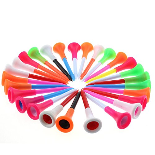 Rubber Cushion Top Plastic Golf Tees mixed colors Pack of 50pcs (3-1/4")