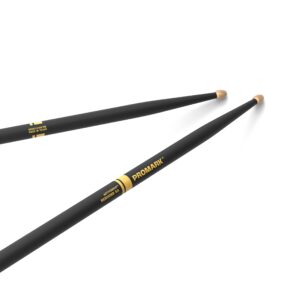 Promark ActiveGrip Drum Sticks - Rebound 5A Drumsticks - For Secure, Comfortable Grip - Gets Tackier As Your Hands Sweat - Hickory Wood - Acorn Tip, Black, One Pair