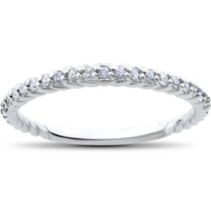 p3 pompeii3 1/4ct diamond braided wedding ring 14k white gold - size 6.5