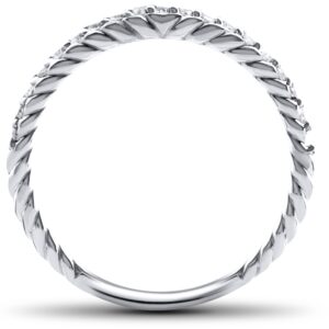 P3 POMPEII3 1/4ct Diamond Braided Wedding Ring 14K White Gold - Size 6.5