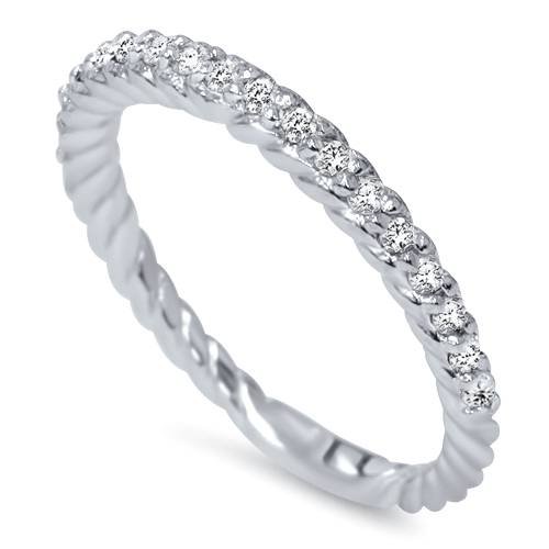 P3 POMPEII3 1/4ct Diamond Braided Wedding Ring 14K White Gold - Size 6.5