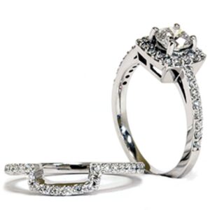 P3 POMPEII3 1 1/4Ct Diamond Cushion Halo Engagement Wedding Ring 10K White Gold Band - Size 12