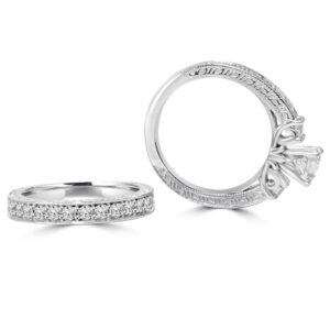 1 1/4Ct Vintage Diamond Engagement Wedding Ring Set 14K White Gold - Size 6.5