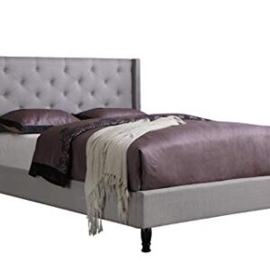 Home Life furBed00007_Cloth_LightGrey_Full Platform Bed, Grey