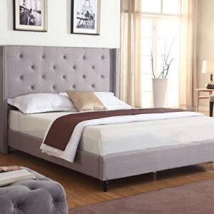 Home Life furBed00007_Cloth_LightGrey_Full Platform Bed, Grey