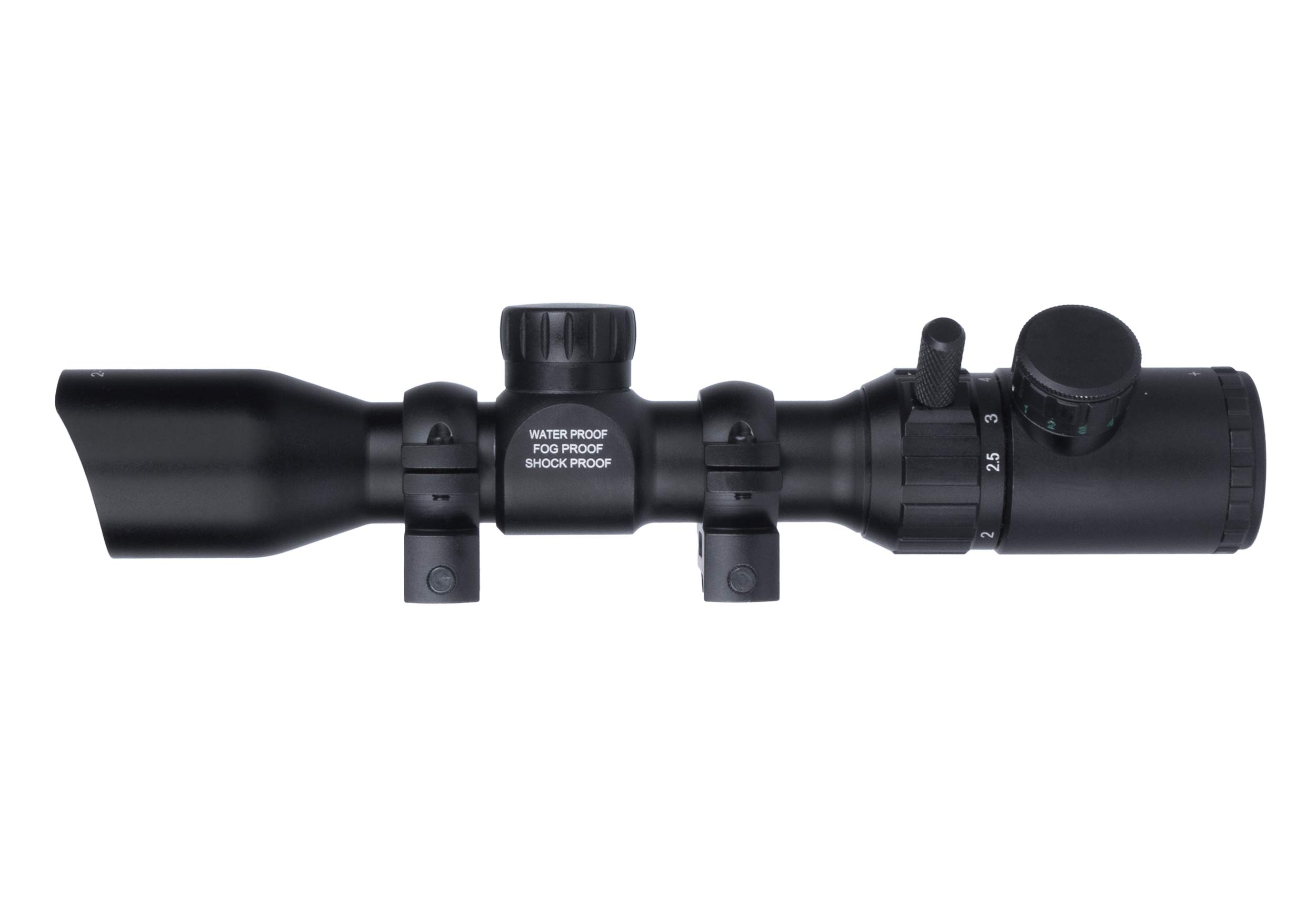 Monstrum 2-7x32 Rifle Scope with Rangefinder Reticle and Medium Profile Scope Rings | Black