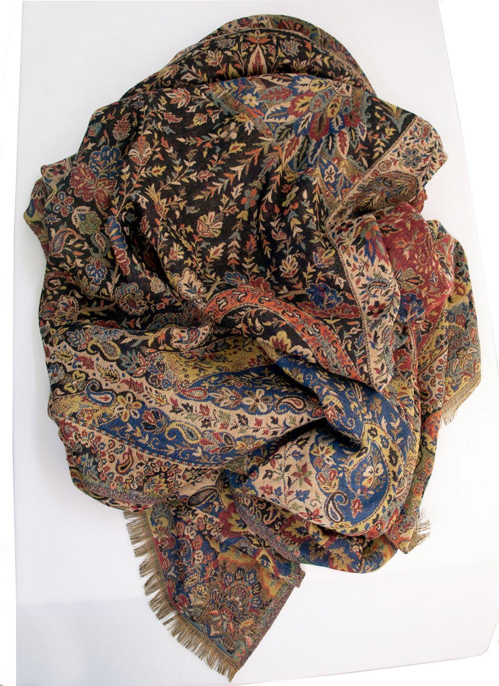 Large, Superior Kani Shawl. Paisley Jamawar from India. Warm, Heavy & Very Detailed