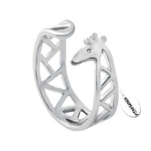 noumanda animal jewelry adorable giraffe finger ring open wrap ring (silver)