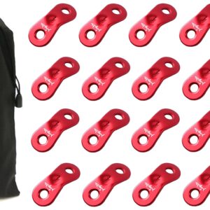 SPARIK ENJOY (TM 20 pcs Ultralight Aluminum Guyline Cord Adjuster Hole Big for Tent Pegs Camping Hiking Backpacking Outdoor Activity Come with Pouch (Red)