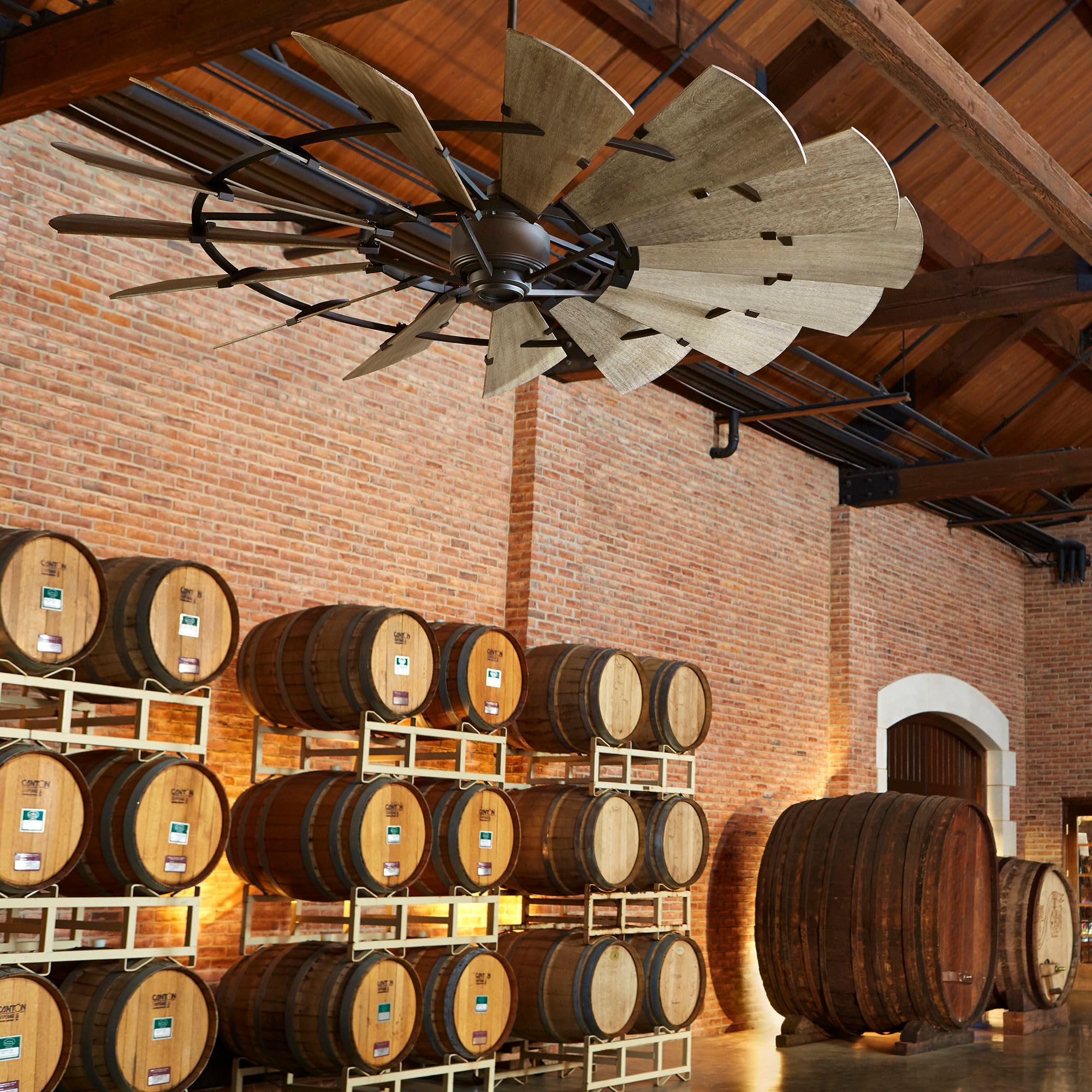 Quorum 97215-86 Indoor Windmill Ceiling Fan in Oiled Bronze with Weathered Oak Blades