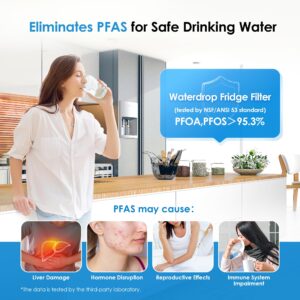 Waterdrop Plus UKF8001 NSF 401, 53 Certified Refrigerator Water Filter, 𝐑𝐞𝐝𝐮𝐜𝐞 𝐏𝐅𝐀𝐒, Replacement for Whirlpool® Everydrop® Filter 4, EDR4RXD1, Maytag UKF8001AXX, 3 Filters (Package May Vary)