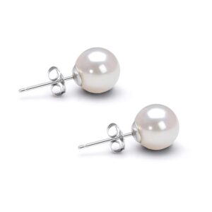 japanese akoya cultured pearl earrings stud aaaa graded 9mm white stud earrings for women with 14k gold settings and jewelry gift box - orien jewelry