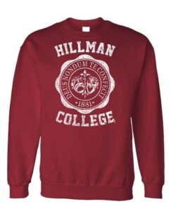 the goozler hillman college - retro 80s sitcom tv - fleece sweatshirt, m, maroon