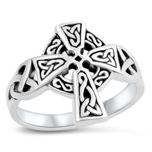 vintage celtic cross ring new .925 sterling silver filigree knot band size 8