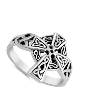 Vintage Celtic Cross Ring New .925 Sterling Silver Filigree Knot Band Size 8