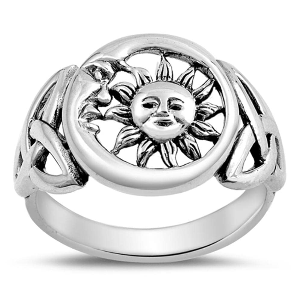 Sun Moon Universe Cute Ring New .925 Sterling Silver Celtic Knot Band Size 8