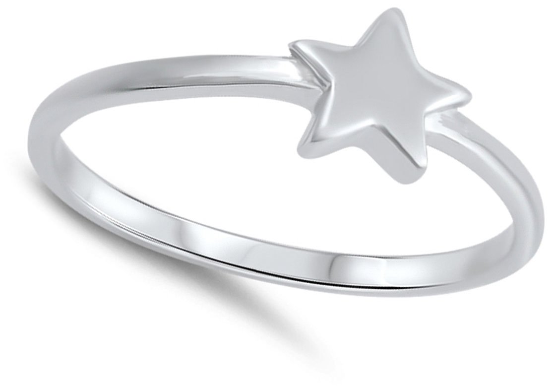 Classic Star Ring New .925 Sterling Silver Cute Simple Band Size 5