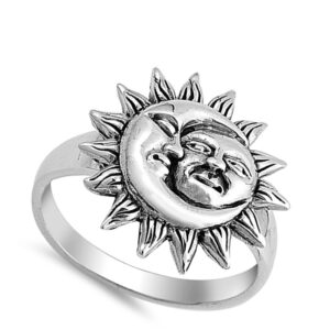 Sun Moon Universe Faces Ring New .925 Sterling Silver Band Size 7