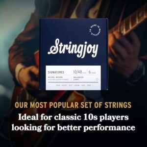 Stringjoy BAL10 Signatures Nickel Electric Guitar Strings, 10-48 Balanced Light Gauge, Best Guitar Strings for Enhanced Tone, Electric 6 String Set