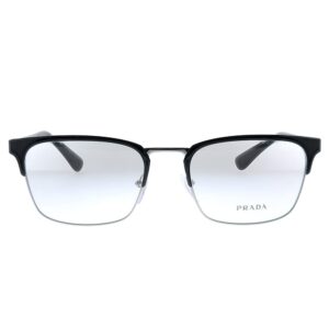 Prada Heritage PR 54TV 1AB1O1 Black Gunmetal Metal Rectangle Eyeglasses 55mm