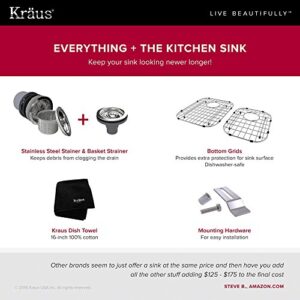 KRAUS Outlast MicroShield Scratch-Resist Stainless Steel Undermount 60/40 Double Bowl Sink, 32" 16 Gauge, Premier Series KBU24E