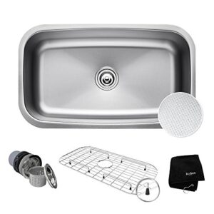 Kraus KBU14E Outlast MicroShield Scratch-Resist Stainless Steel Undermount Single Bowl Sink, 31.5" 16 Gauge, Premier Series