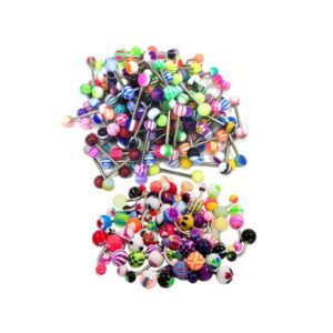 honbay 100 mix pack 50pc 14g belly button rings and 50pc 14g tongue ring barbells kit