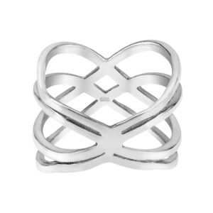 AeraVida Exotic Puzzle Weave Quad Band .925 Sterling Silver Ring (8) | Modern Ring for Women | Fashion Jewelry