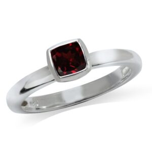 silvershake cushion cut garnet 925 sterling silver stack stackable solitaire ring size 7