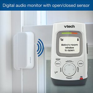 VTech DM271-102 Audio Baby Monitor with Glow-on-Ceiling Night Light, Open or Closed Door/Window Sensor, Vibrating Sound-Alert, Talk Back Intercom & Belt Clip