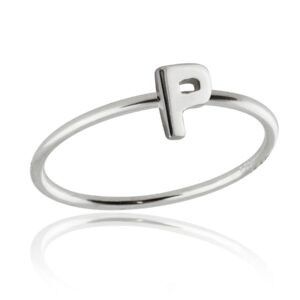 FashionJunkie4Life Sterling Silver Letter P Ring, Sizes 5-10, Initials Words Stacking Bands (5)