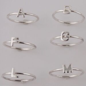 FashionJunkie4Life Sterling Silver Letter P Ring, Sizes 5-10, Initials Words Stacking Bands (5)