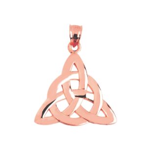 sideways crosses 14k rose gold celtic trinity knot charm pendant (rose-gold)