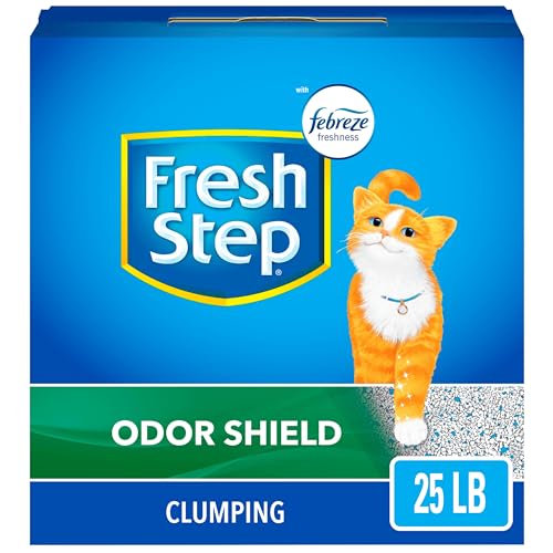 Fresh Step Odor Shield Scented Litter with the Power of Febreze, Clumping Cat Litter, 25 Pounds (Package May Vary)