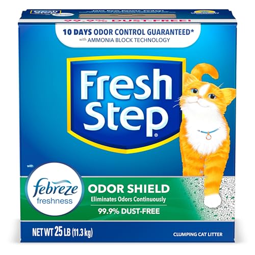 Fresh Step Odor Shield Scented Litter with the Power of Febreze, Clumping Cat Litter, 25 Pounds (Package May Vary)