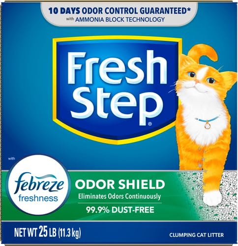 Fresh Step Odor Shield Scented Litter with the Power of Febreze, Clumping Cat Litter, 25 Pounds (Package May Vary)