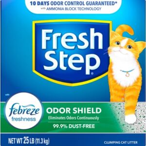 Fresh Step Odor Shield Scented Litter with the Power of Febreze, Clumping Cat Litter, 25 Pounds (Package May Vary)