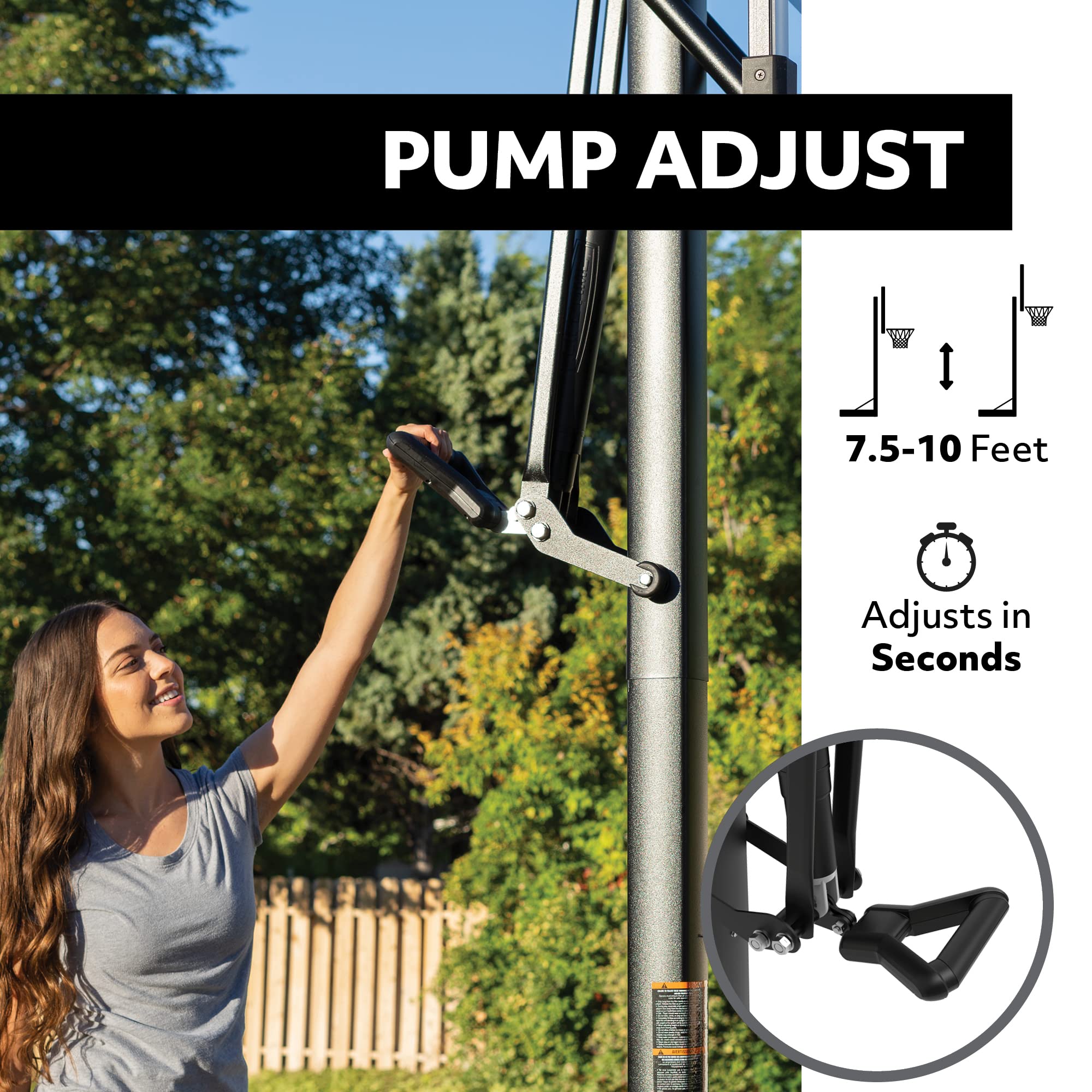 Lifetime 90602 In-Ground 54" Tempered Glass Pump Adjust Basketball System