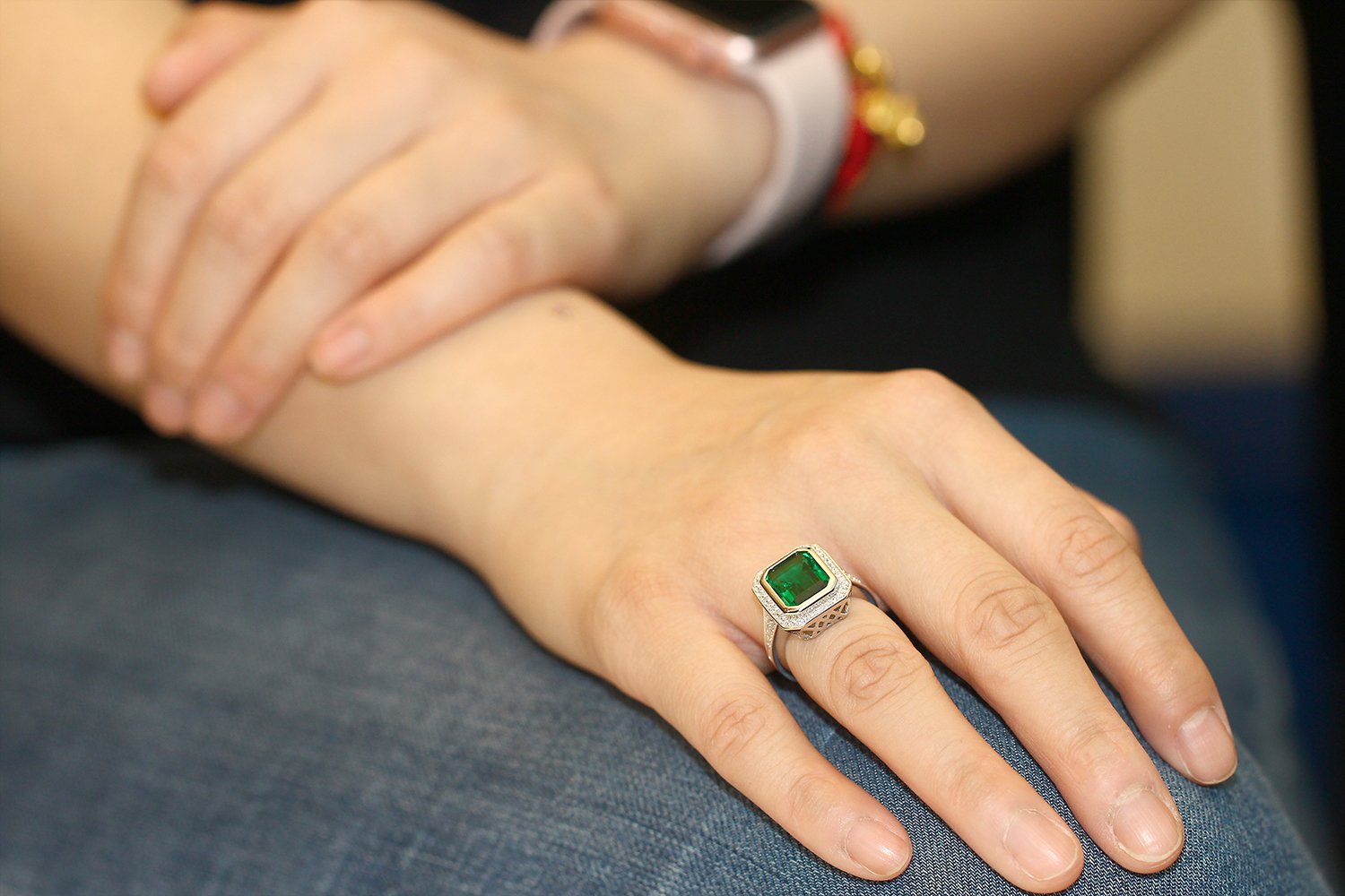 5.00 Ct Vintage Women's 925 Sterling Silver Octagon Cut Nano Emerald Ring, 8