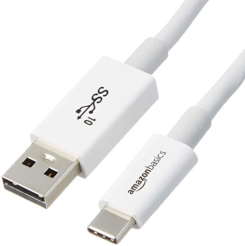 Amazon Basics USB-C to USB-A 3.1 Gen 2 Adapter Fast Charger Cable, 10Gbps High-Speed, USB-IF Certified, for Apple iPhone 15, iPad, Samsung Galaxy, Tablets, Laptops, 3 Foot, White