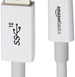 Amazon Basics USB-C to USB-A 3.1 Gen 2 Adapter Fast Charger Cable, 10Gbps High-Speed, USB-IF Certified, for Apple iPhone 15, iPad, Samsung Galaxy, Tablets, Laptops, 3 Foot, White