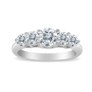 sk jewel,inc 1.00ctw diamond five stone graduated ring in 14k white gold