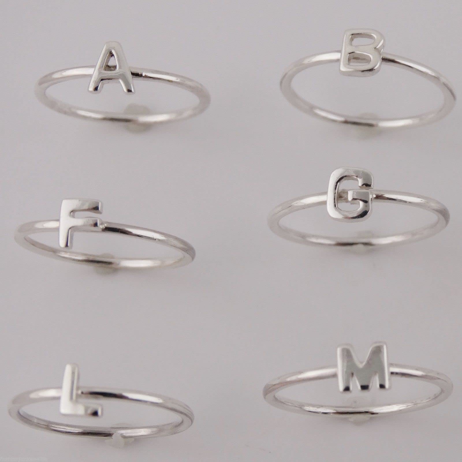 FashionJunkie4Life Sterling Silver Letter B Ring, Sizes 5-10, Initials Words Stacking Bands (9)